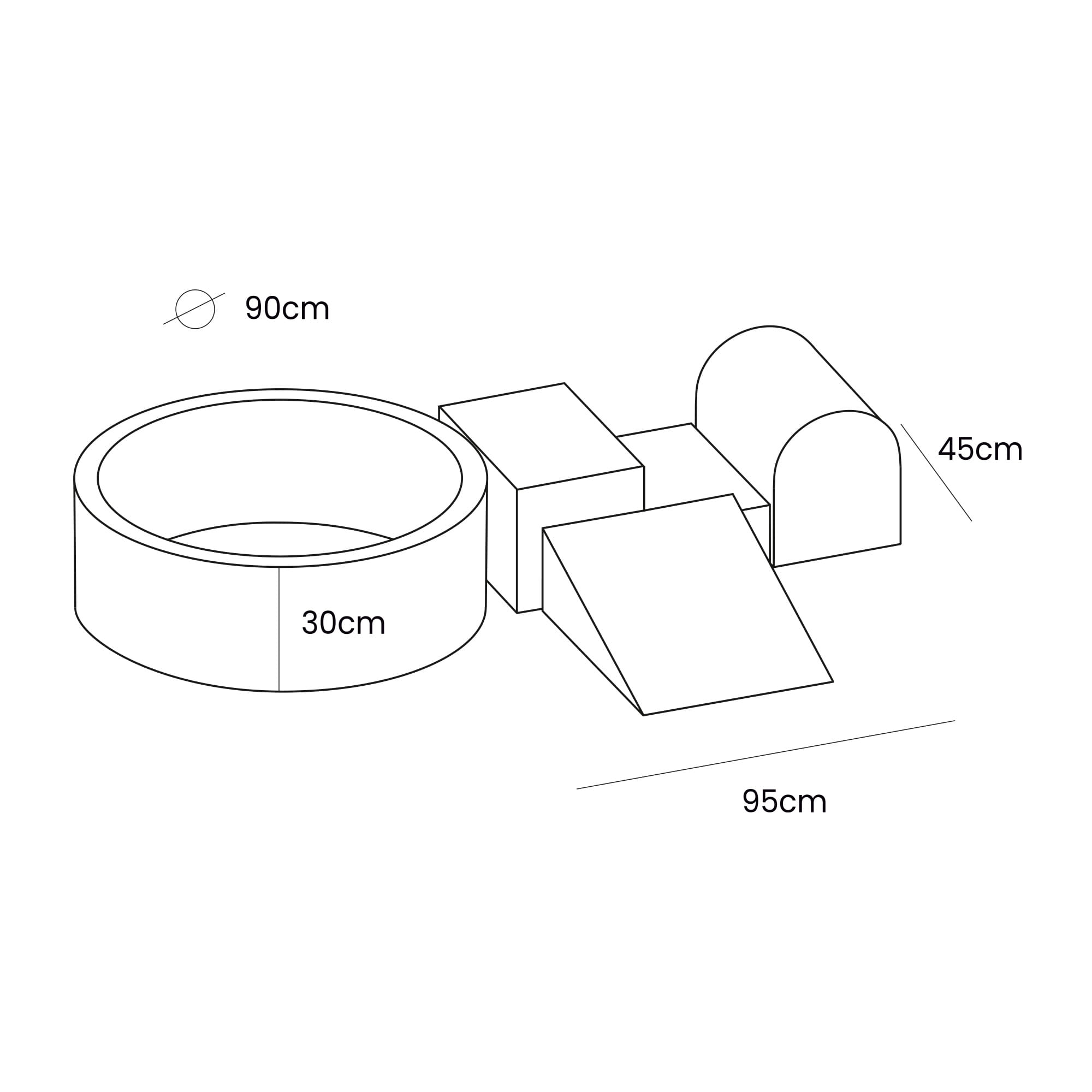 Boucle Foam Playground 4 Elements Dimensions Meowbaby